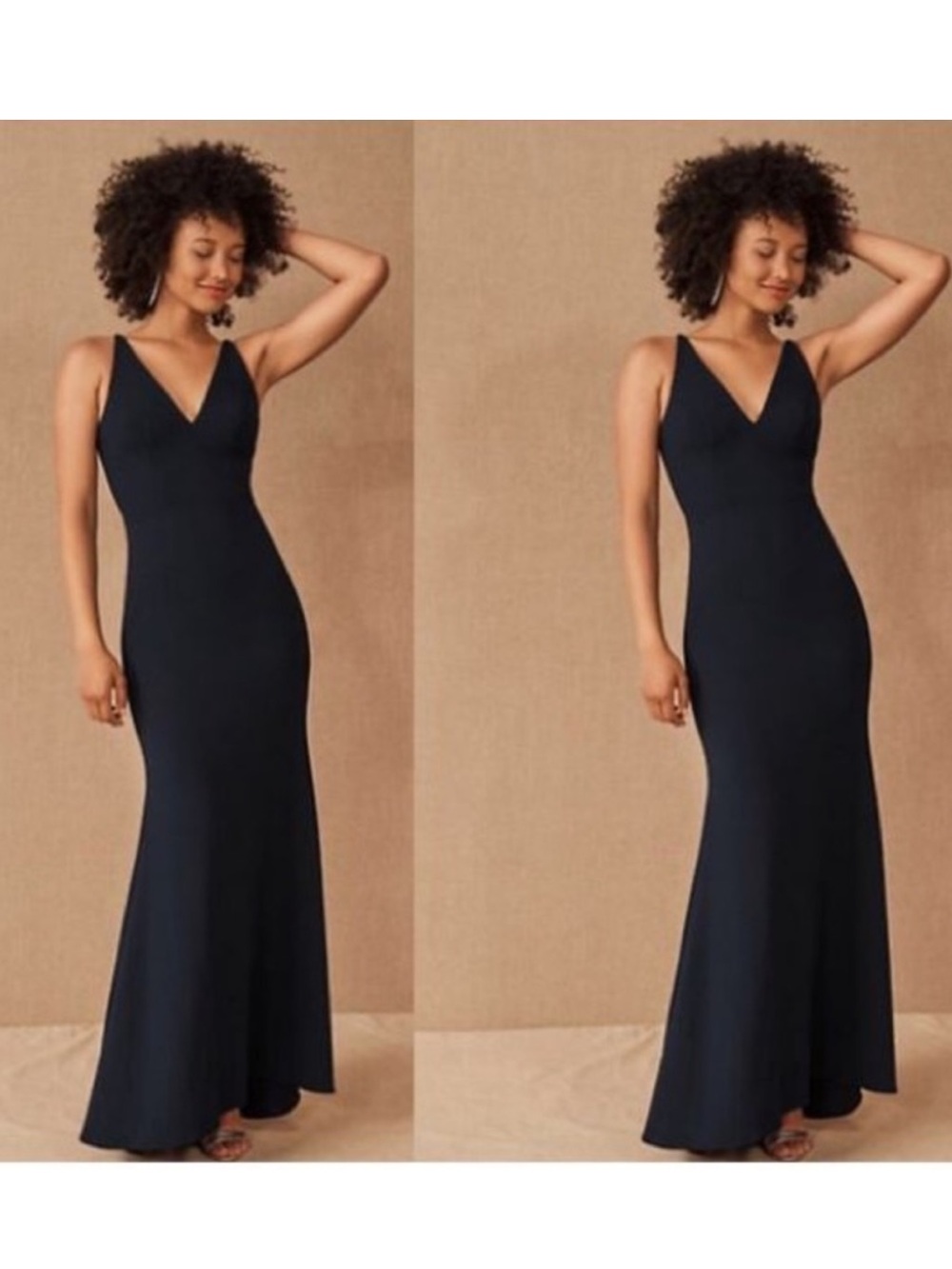 BHLDN Jones Midnight Blue V-Neck Maxi Dress